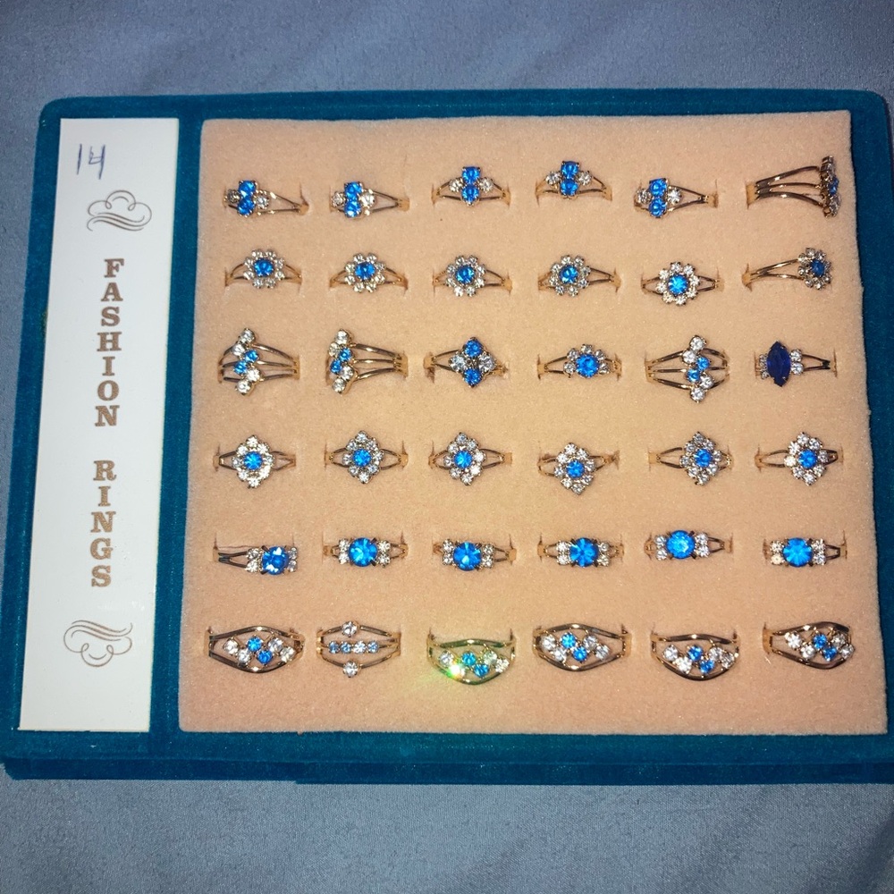 Vintage Adjustable Blue Birthstone and Gold Tone Fashion Ring (pick1) - Picture 1 of 4
